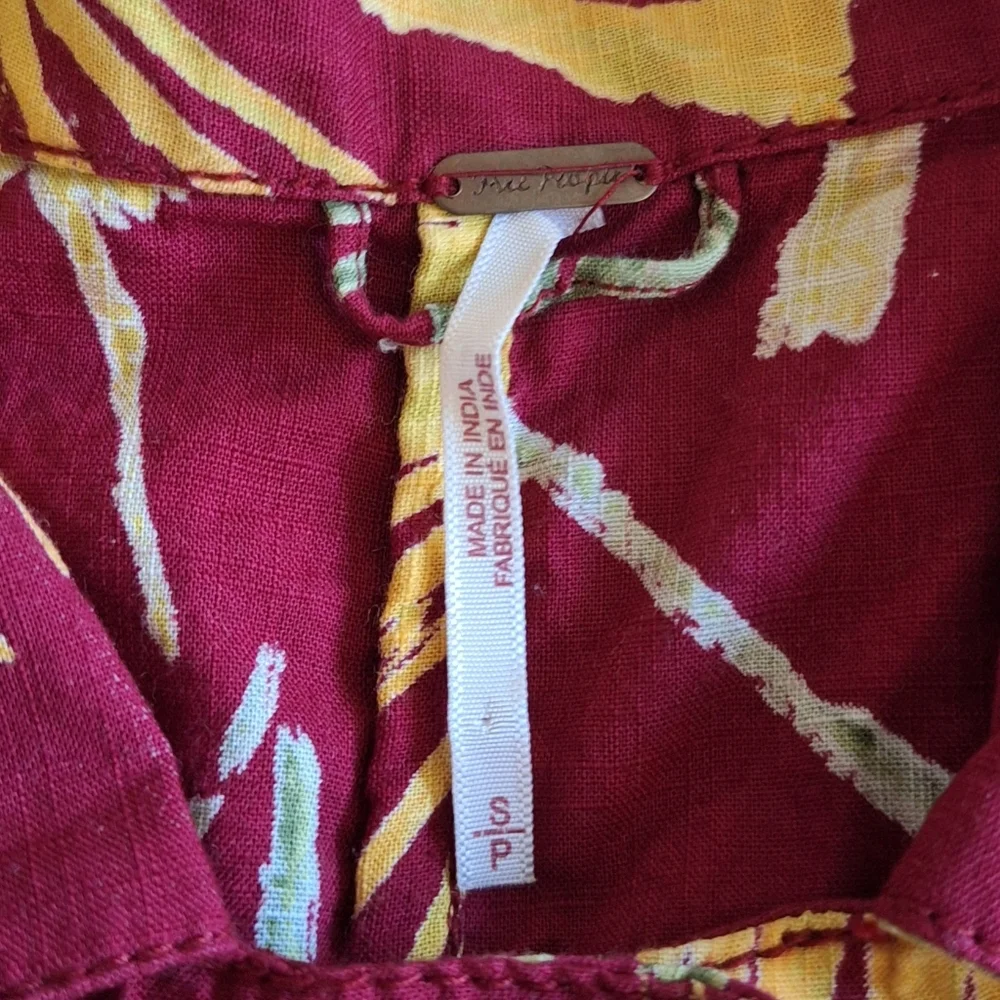 Free People Maroon Malibu Tropical Print Romper